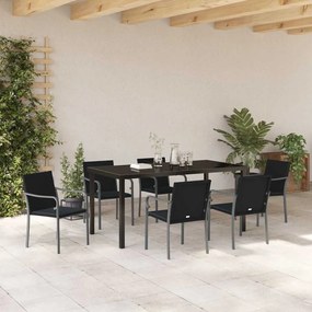 vidaXL Σέτ φαγητού για κήπο 7 pcs Μαύρο Πολυ ράταν
