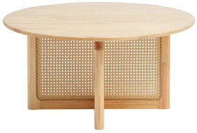 VEVOR Rattan Coffee Table Round Wood Coffee Table Single Tier for Living Room
