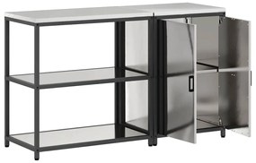 vidaXL Σετ Αποθήκευσης Κουζίνας με ράφι 2 pcs Ασημί Ανοξείδωτο ατσάλι