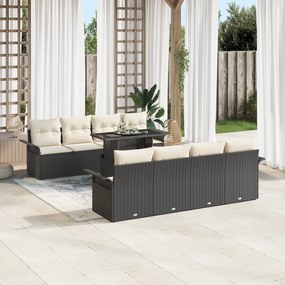 vidaXL Σετ Καναπέ Κήπου 9 Τεμαχίων με Μαξιλάρια Μαύρο Πολυ Ρατάν