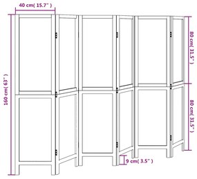 Διαχωριστικό Χώρου με 6 Πάνελ Λευκό από Μασίφ Ξύλο Παυλώνιας - Λευκό