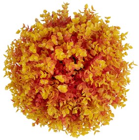 GloboStar® 78514 Artificial - Συνθετικό Τεχνητό Διακοσμητικό Φυτό Θάμνος Πυξάρι Πορτοκαλί - Κίτρινο Φ31cm