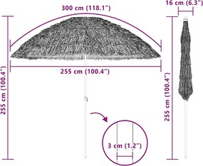 vidaXL Παράσολα Παραλίας Φυσικό 255 x 255 x 255 εκ