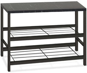 Παπουτσοθήκη Dalia 0226173 65x30x45cm Marble Effect Black Melamine, Metal