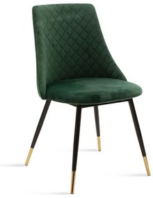 Καρέκλα Giselle pakoworld βελούδο σκούρο πράσινο-μαύρο χρυσό πόδι Model: 096-000012