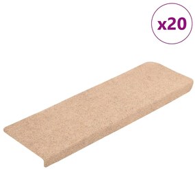 vidaXL Αυτοκόλλητα Πατάκια Σκαλιών 20 τεμ. Κρεμ Ορθογώνια Άκρη 65x21x4 εκ.