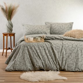 Φανελένια Σεντόνια Διπλά (Σετ) Melinen Winter Line Poppy Grey Γκρι Χωρίς Λάστιχο 205x260
