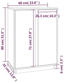 Ντουλάπι Καφέ Μέλι 60x35x80 εκ. από Μασίφ Ξύλο Πεύκου - Καφέ