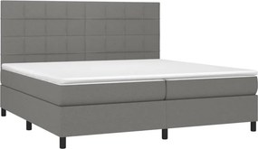 vidaXL Κρεβάτι Boxspring με Στρώμα Σκούρο Γκρι 200x200 εκ. Υφασμάτινο