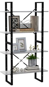 vidaXL Βιβλιοθήκη με 4 Ράφια Γκρι Σκυρ. 80x30x140 εκ. από Επεξ. Ξύλο