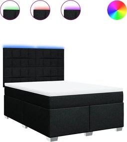 vidaXL Κρεβάτι Boxspring με Στρώμα Μαύρο 140x200 εκ. Υφασμάτινο