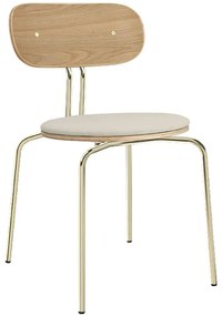 Καρέκλα Τραπεζαρίας Curious Brass 5916-1C719-02 44,5x48x77,5cm Oak-Sand Umage Steel,Polywood
