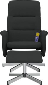 vidaXL Πολυθρόνα Μασάζ Ανακλινόμενη με Υποπόδιο Μαύρη Υφασμάτινη