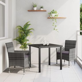 vidaXL Σετ Καθισμάτων Τραπεζαρίας 3 Τεμαχίων Γκρι Πολυρατάν
