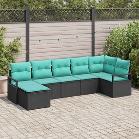 vidaXL Σετ Καναπέ με μαξιλάρι 7 pcs Μαύρο συνθετικό ρατάν