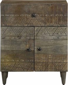 vidaXL κομοδίνο ντουλάπι ανοιχτό γκρι 50x33x60 cm μασίφ ξύλο Mango