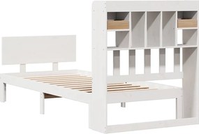 vidaXL Κρεβάτι Βιβλιοθήκη Χωρίς Στρώμα Λευκό 75x190 εκ Μασίφ Πεύκο