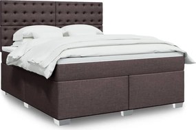 vidaXL Κρεβάτι Boxspring με Στρώμα Σκούρο Καφέ 180x200 εκ Υφασμάτινο