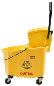VEVOR Mop Bucket with Wringer, 35 Qt. Commercial Mop Bucket with Side Press Wringer, Side-Press Mop Bucket and Wringer Combo on Wheels, for Professional/Industrial/Business Floor Cleaning, Yellow