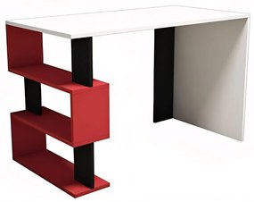 Γραφείο ArteLibre AIGINA Λευκό/Κόκκινο/Μαύρο 120x60x75cm Arte-14410002