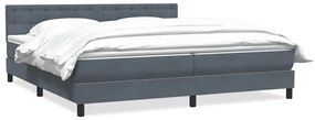 Κρεβάτι Boxspring με Στρώμα Σκούρο Γκρι 180x210 εκ. Βελούδινο - Γκρι