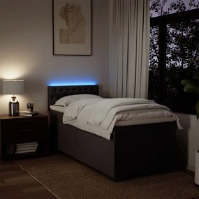 vidaXL Κρεβάτι Boxspring με Στρώμα Σκούρο Καφέ 90x200 εκ. Υφασμάτινο