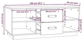 Τραπεζάκι Σαλονιού 100x50x41 εκ. Μασίφ Ξύλο Πεύκου - Καφέ