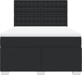 vidaXL Κρεβάτι Boxspring με Στρώμα Μαύρο 140x200εκ.από Συνθετικό Δέρμα