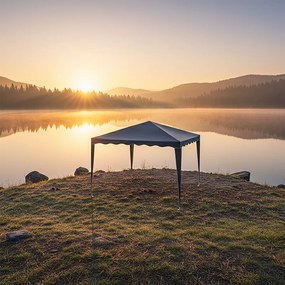 Κιόσκι Gazebo pakoworld μεταλλικός σκελετός - ύφασμα ανθρακί 3x3m