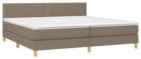 vidaXL Κρεβάτι Boxspring με Στρώμα &amp; LED Taupe 200x200 εκ. Υφασμάτινο