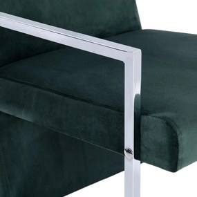 Πολυθρόνα Σκούρο Πράσινο Βελούδινη με Πόδια Χρωμίου - Πράσινο
