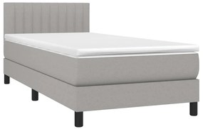 vidaXL Κρεβάτι Boxspring με Στρώμα &amp; LED Αν.Γκρι 90x190 εκ. Υφασμάτινο