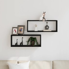 vidaXL Ράφια 2 Πακέτο Μαύρη Δρυς 60x15x23 εκ Κατασκευασμένα από Μηχανική Ξυλεία