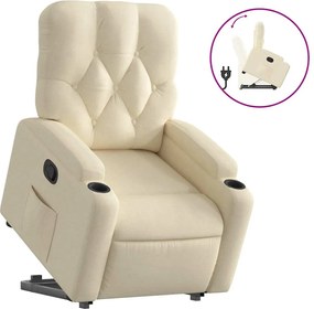 vidaXL Πολυθρόνα Ανακλινόμενη με Ανύψωση Κρεμ Υφασμάτινη