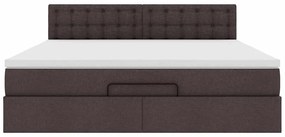 vidaXL Οθωμανικό κρεβάτι με στρώμα σκούρο καφέ 180x200cm ύφασμα
