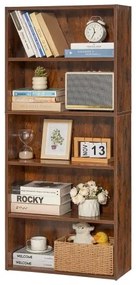 VEVOR 5 Tiers Narrow Bookshelf 53&quot; Wooden Open Bookcase Adjustable Shelf Brown