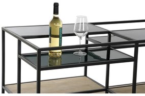 Τραπεζάκι Καφέ DKD Home Decor 8424001787234 Μαύρο Πολύχρωμο Φυσικό Ξύλο Μέταλλο Καθρέφτης 120 x 60 x 50 cm