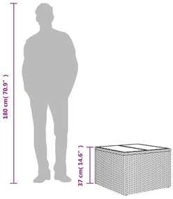 Τραπέζι Κήπου με Γυάλινη Επιφάνεια Μπεζ 55x55x37 εκ Συνθ Ρατάν - Μπεζ