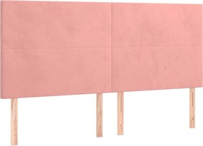 vidaXL Κρεβάτι Boxspring με Στρώμα Ροζ 160x200 εκ. Βελούδινο