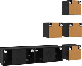 vidaXL Σετ επίπλου τηλεόρασης 6 pcs 60 x 30 x 30 cm Μαύρη Δρυς