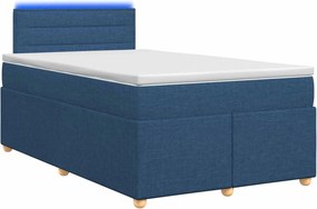 vidaXL Κρεβάτι box spring με στρώμα Μπλε 120 x 200 cm Ύφασμα