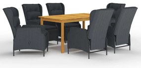 vidaXL Σετ Τραπεζαρίας Κήπου 7 Τεμαχίων Σκούρο Γκρι