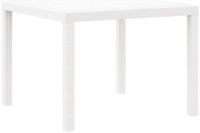 vidaXL Τραπέζι Κήπου Λευκό 100 x 100 x 73 εκ συνθετικό ρατάν