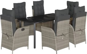 vidaXL Σετ Τραπεζαρίας Κήπου 7 τεμ. Αν. Γκρι Συνθ. Ρατάν με Μαξιλάρια