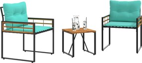 vidaXL Σετ Εξωτερικών Επίπλων με μαξιλάρι 3 pcs Τιρκουάζ