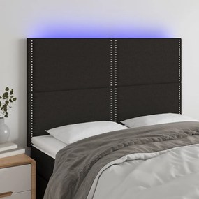 vidaXL Κεφαλάρι Κρεβατιού LED Μαύρο 144x5x118/128 εκ. Υφασμάτινο