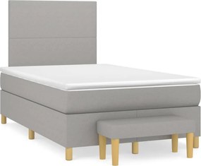 vidaXL Κρεβάτι Boxspring με Στρώμα Ανοιχτό Γκρι 120x200 εκ. Υφασμάτινο