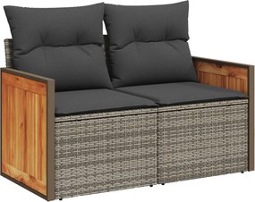 vidaXL Σετ Καναπέ Κήπου 9 pcs Γκρι Πολυέστερ και Κατασκευασμένο Ατσάλι