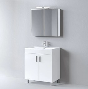 Martin Skopelos 81x37 White Gloss - Πάγκος με Νιπτήρα &amp; Καθρέπτη