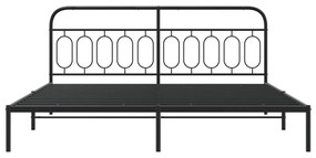 Πλαίσιο Κρεβατιού με Κεφαλάρι Μαύρο 200 x 200 εκ. Μεταλλικό - Μαύρο